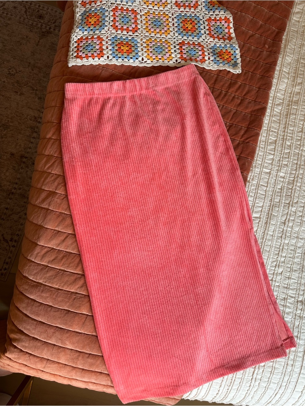 Free People Helen Prairie Rose Ribbed Midi Skirt - Picture 4 of 7